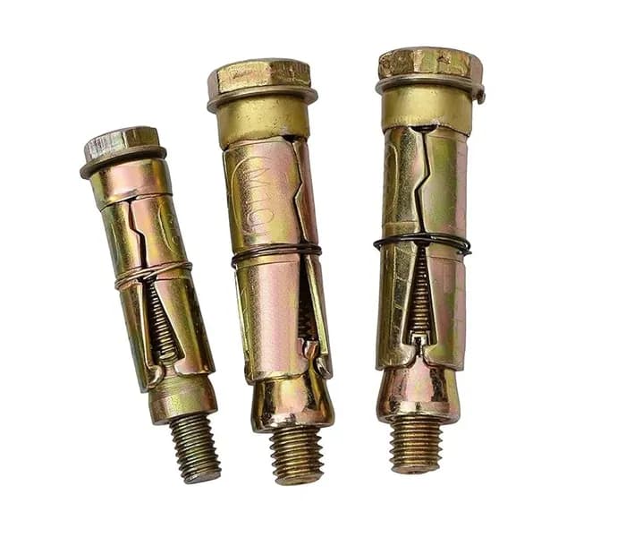 Three metal expansion bolts