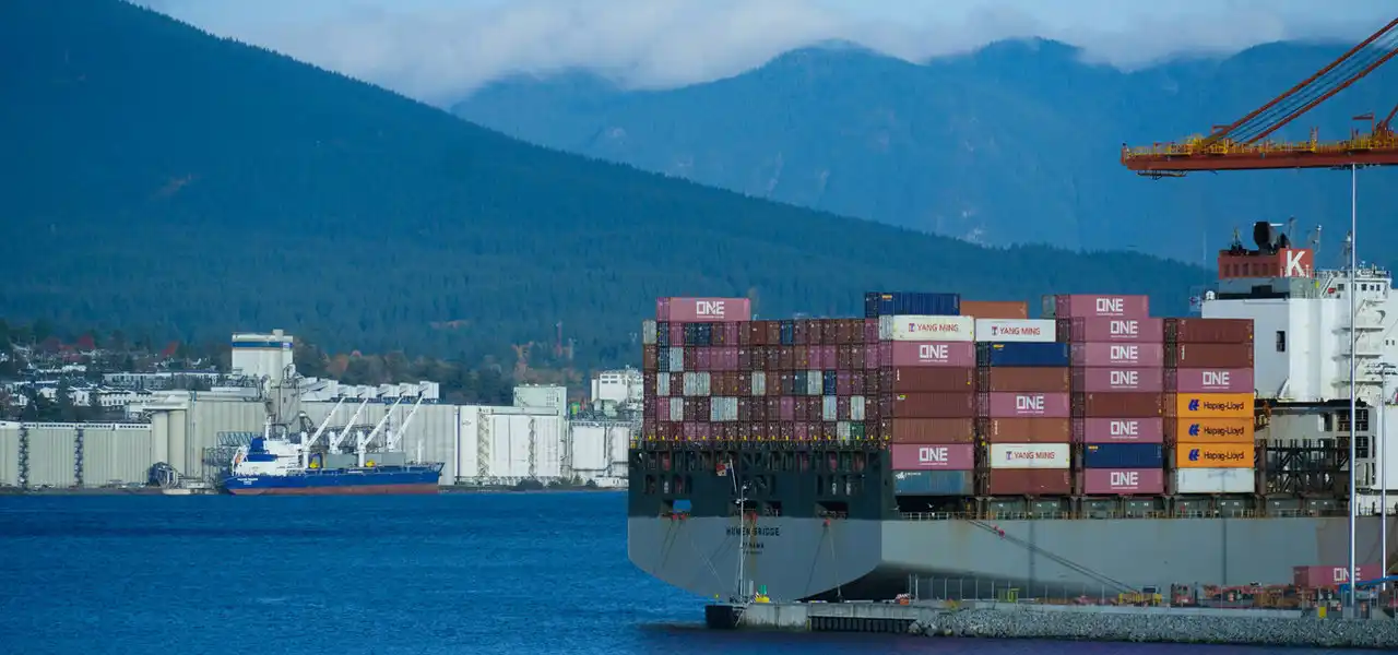 Container ship at a port